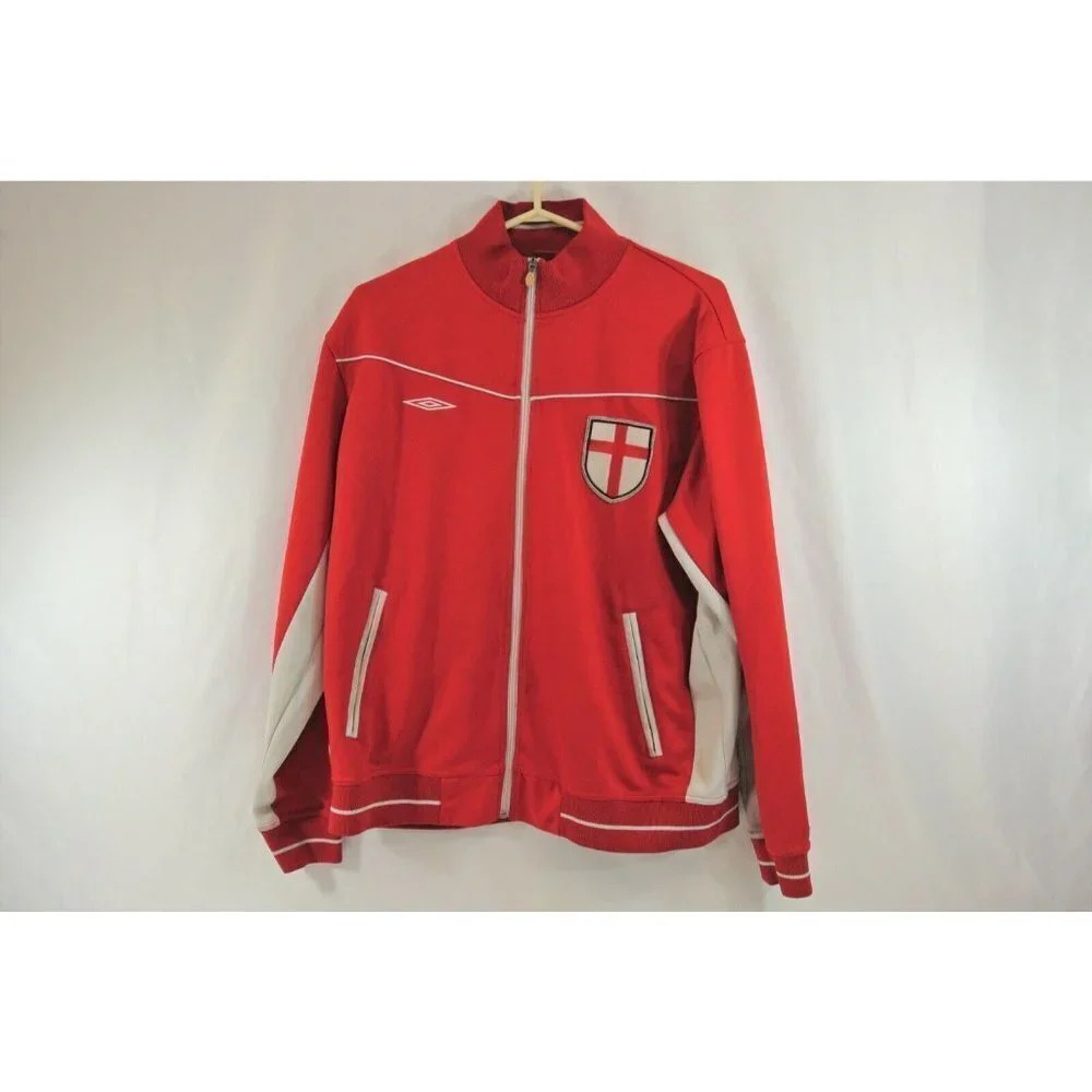Umbro Football Culture England Jacket w/ Zipper Red & White Mens Large
